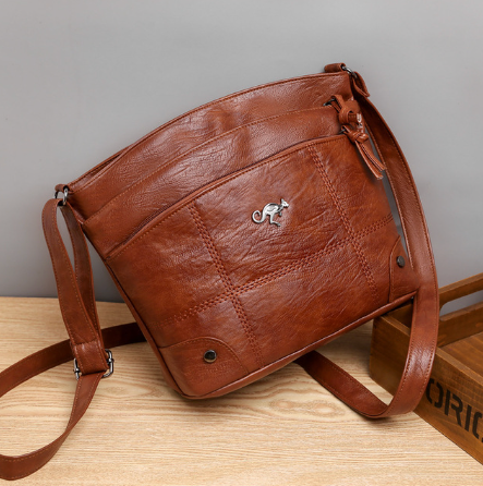 Bolso de hombro de cuero elegante – Bolso retro de piel para mujer chic