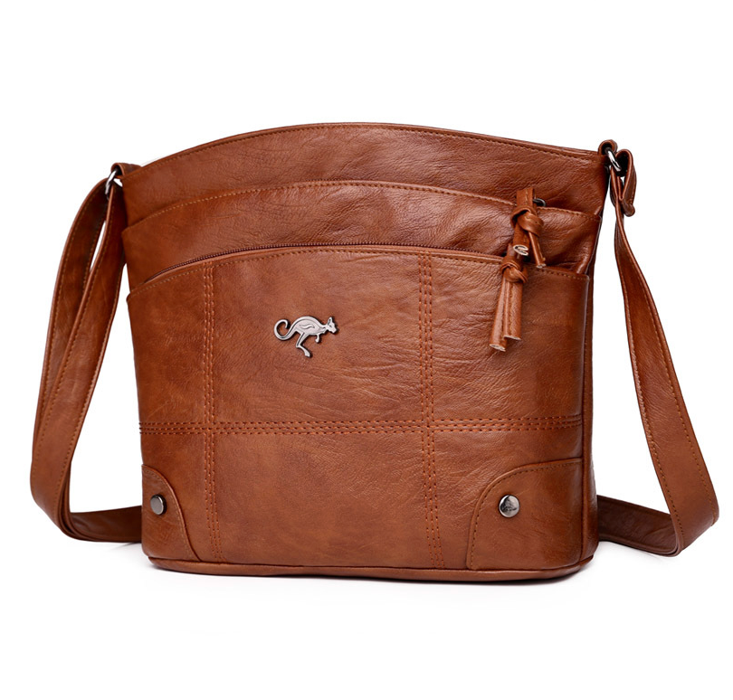 Bolso de hombro de cuero elegante – Bolso retro de piel para mujer chic