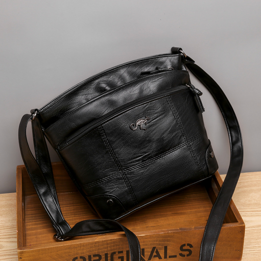 Bolso de hombro de cuero elegante – Bolso retro de piel para mujer chic
