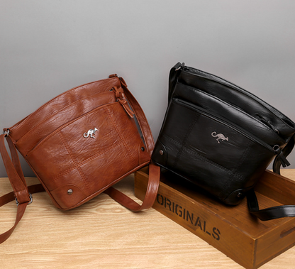 Bolso de hombro de cuero elegante – Bolso retro de piel para mujer chic