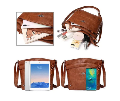 Bolso de hombro de cuero elegante – Bolso retro de piel para mujer chic